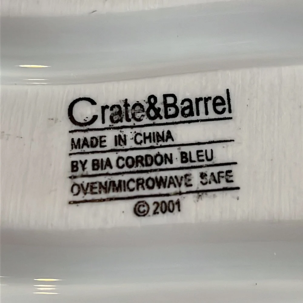 Crate & Barrel White Oven/Microwave Safe Dish